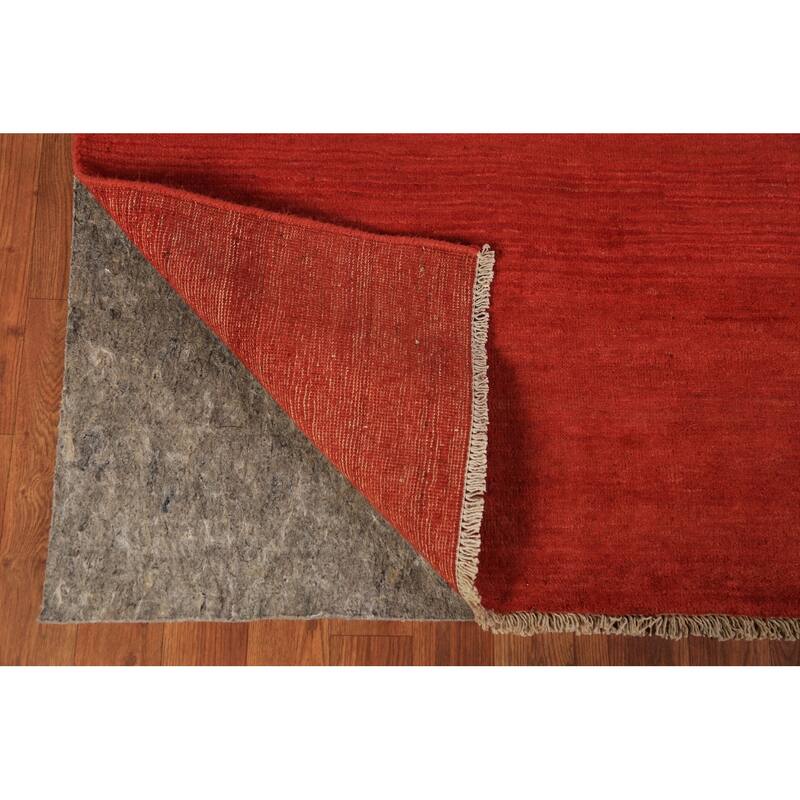 Red Modern Gabbeh Oriental Area Rug Hand-Knotted Wool Carpet - 6'8" x 9'2"