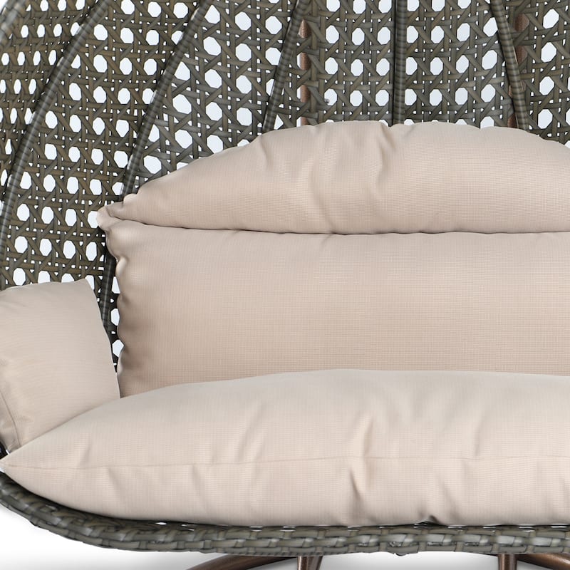 LeisureMod 2-Person Patio Hanging Egg Chair Cover in 600D Oxford Fabric with Waterproof PVC Lining Outdoor Swing Chair