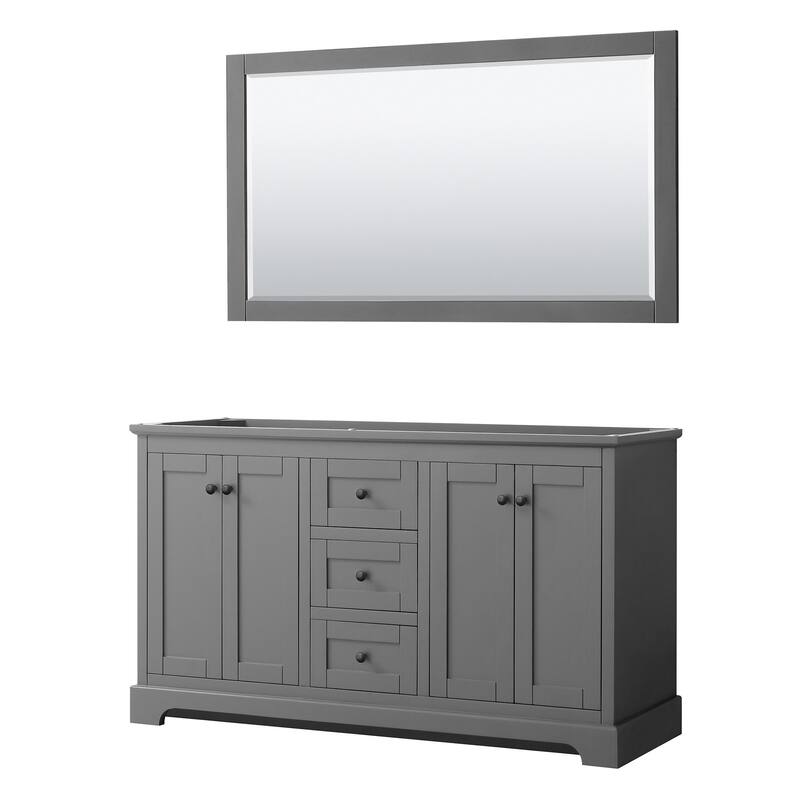 Wyndham Collection Avery 60" Double Free Standing Vanity Cabinet - - Dark Gray / Matte Black Hardware
