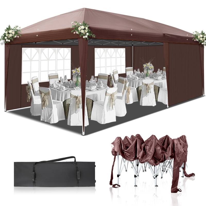 Large Waterproof Outdoor Event Tent 20x10 ft with Windows and Doors Heavy Duty Steel Frame Canopy for Parties Camping