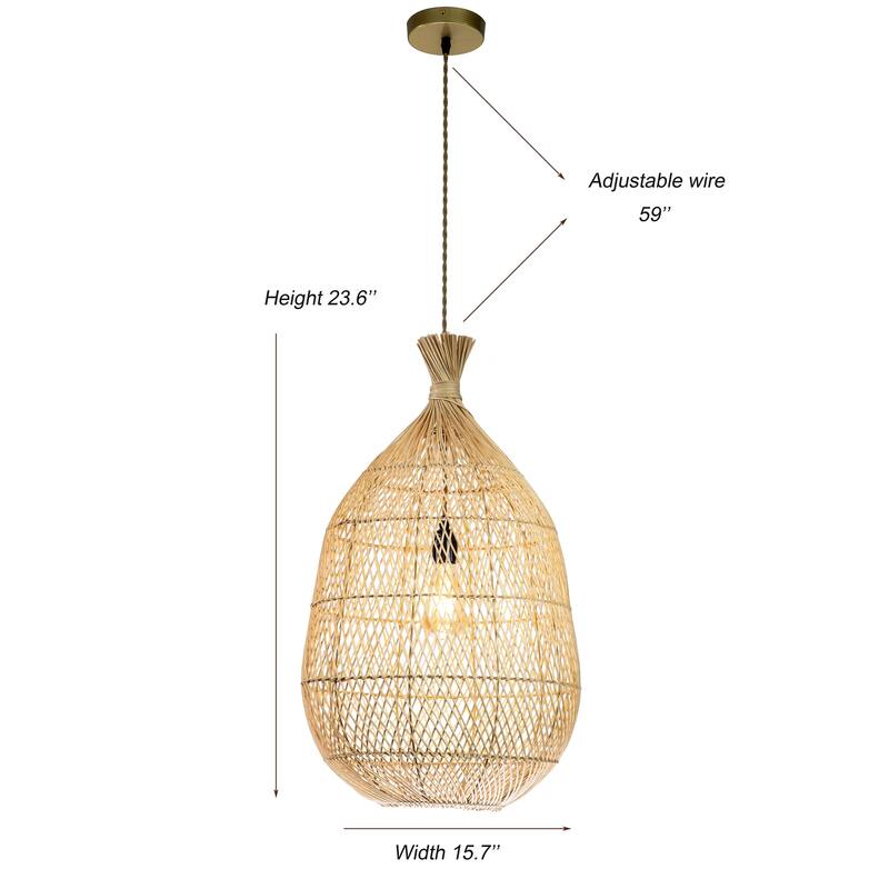 Handmade Rattan Teardrop Pendant Light 23.6 in.