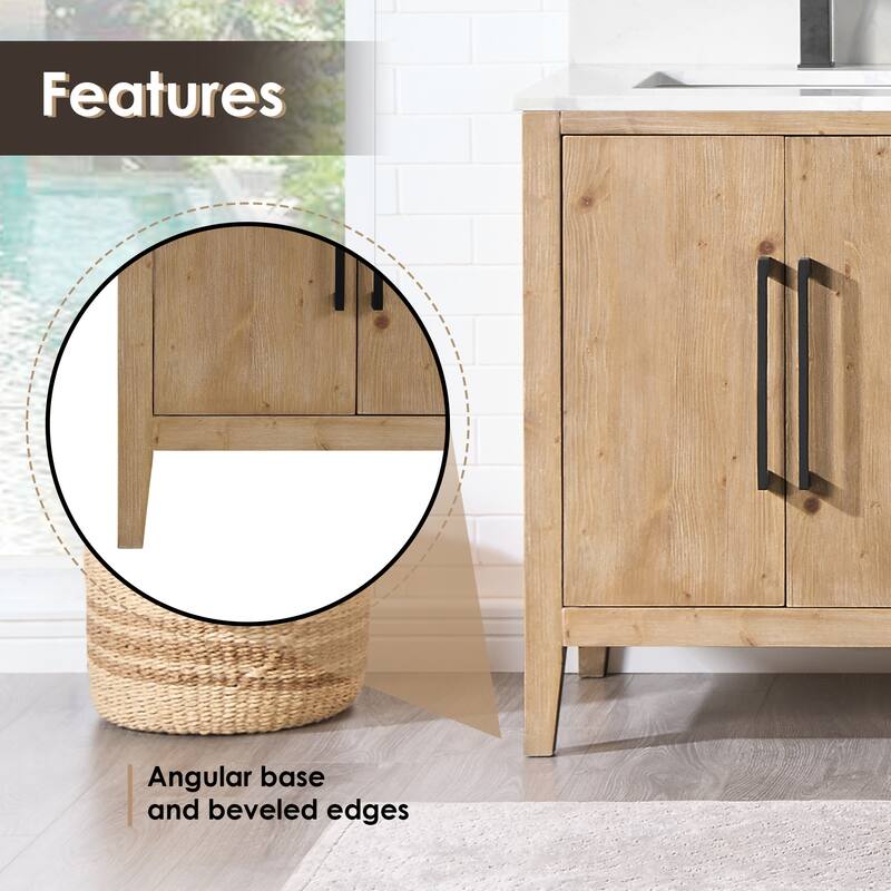 Altair Laurel Bath Vanity with Calacatta White Quartz Stone Countertop without Mirror