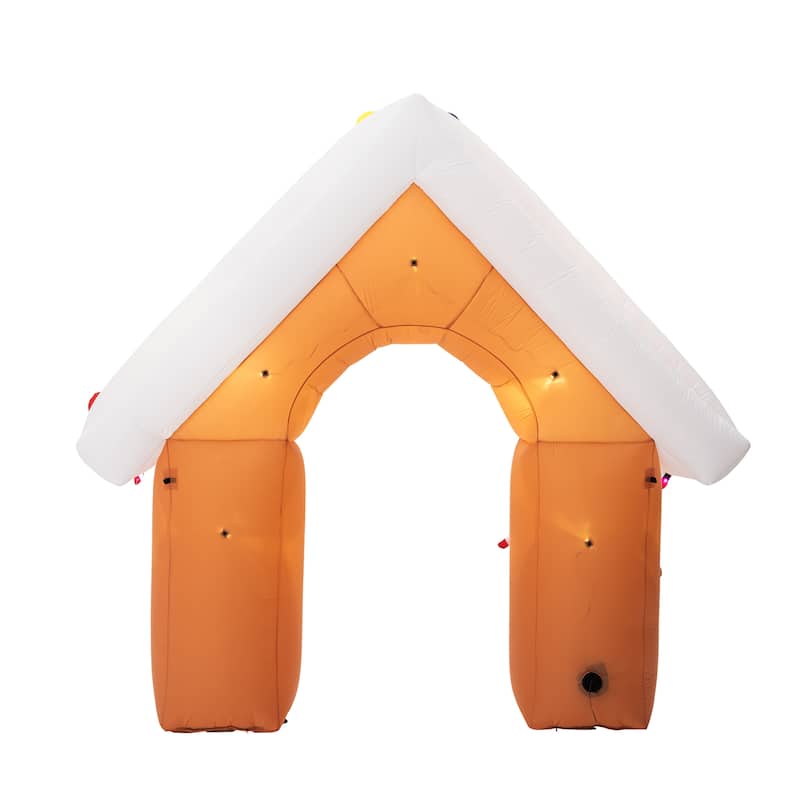 Glitzhome 8FT Lighted Gingerbread House Inflatable Decor