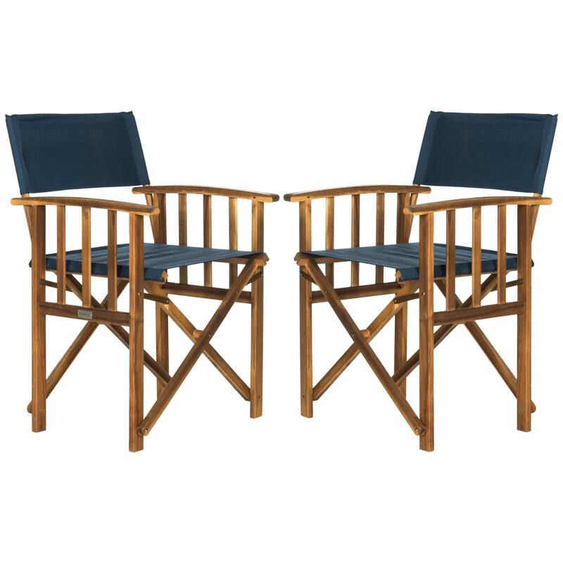 SAFAVIEH Outdoor Vaira Acacia Wood Director Chair (Set of 2) - 22W x 34D x 21H