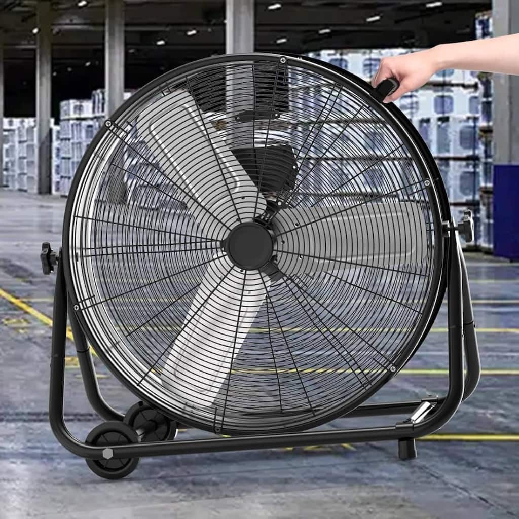 24 Inch High Velocity Industrial 3 Speed Drum Fan for Warehouse, Workshops, Garage, Factory
