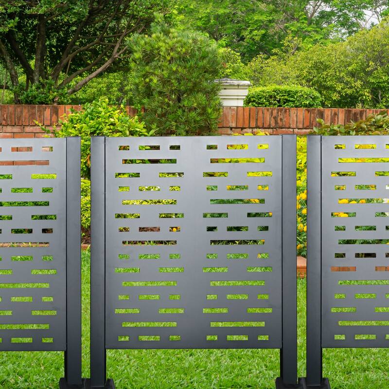 GDF Studio - Bentham Outdoor Metal Privacy Fence Cover for AC with Galvanized Steel Construction