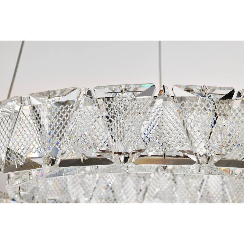 Asher LED 15 Inch Pendant Polished Nickel Finish K9 Crystal - Polished Nickel