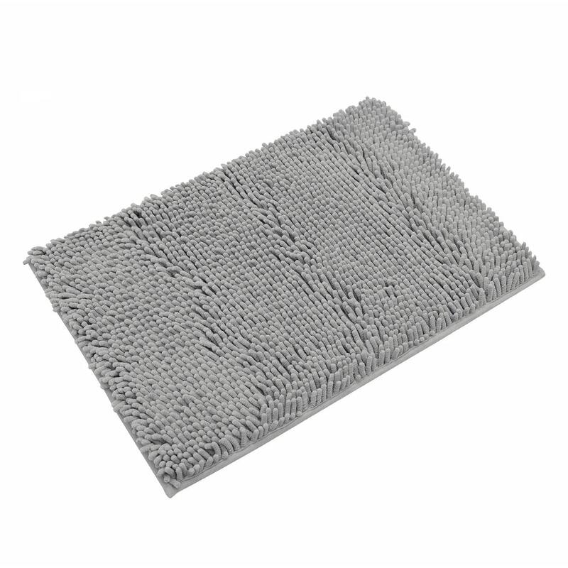 Large 2 Piece Set Light Grey Soft Cozy Plush Chenille Bath Mat Bathroom Rug