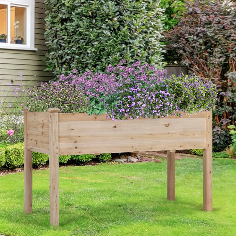 Yaheetech Raised Wooden Garden Bed Flower Boxes and Vegetable Planter - Natural Wood