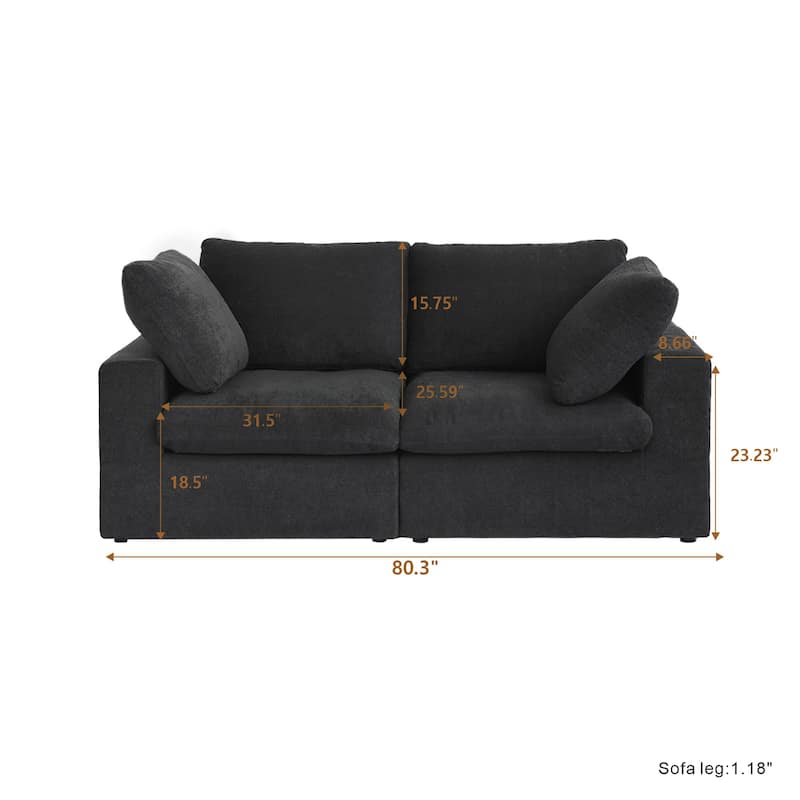 2 Seater Sofa Couch with Pillows for Living Room