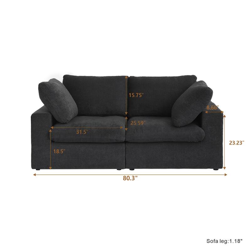 3PCS Living Room Sofa Set, Cloud Modular Sectional Sofa with Storage Ottoman