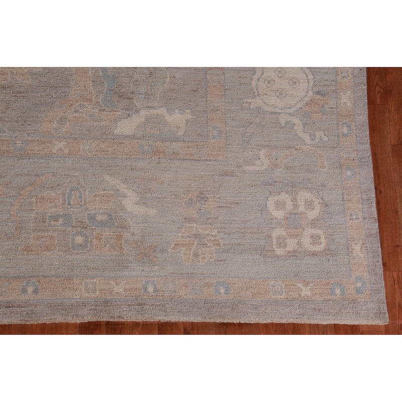 Hand Knotted Oriental 100% Wool Carpet Transitional All-Over Greys & Charcoal Oushak Area Rug - 13' 11'' X 10' 1''