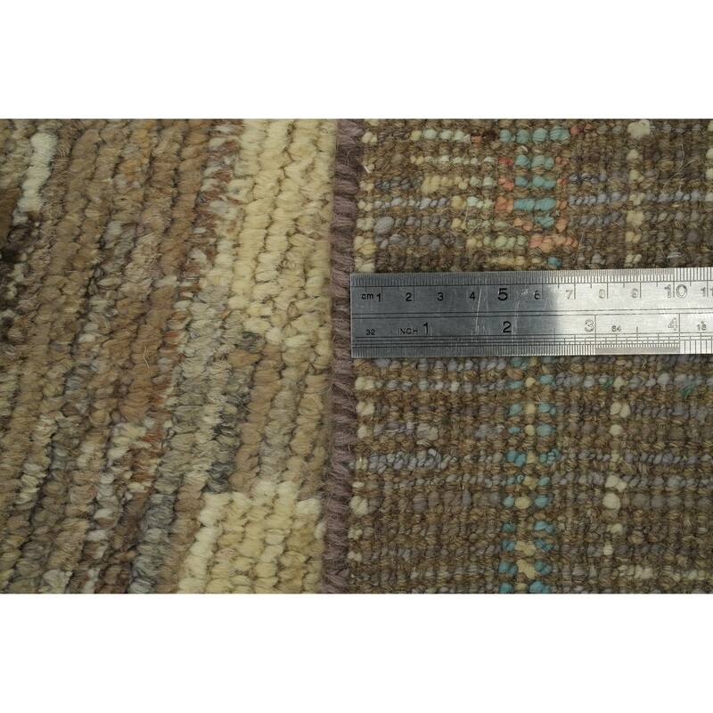 Hand Knotted Oriental 100% Wool Carpet Transitional All-Over Brown Oushak Area Rug - 17' 8'' X 12' 0''