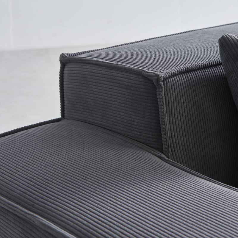 109" Corduroy Modular L-Shaped Sectional Sofa with Reversible Ottoman Included, Deep Seat Cushions