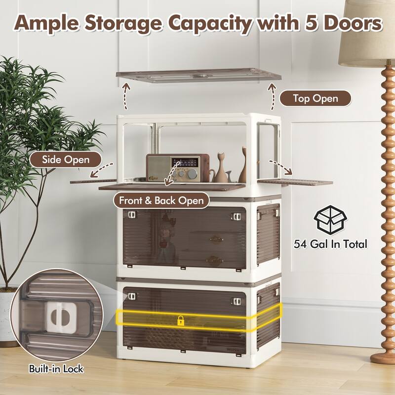 Gymax 3-Pack Stackable Storage Bins w/Lids 24 Gallon Collapsible
