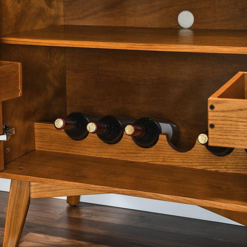Sideboard Buffet Cabinet with Adjustable Shelf, Kitchen Coffee Bar Cabinet, Wine Cabinet with Wine Glass Holder & Wine Rack