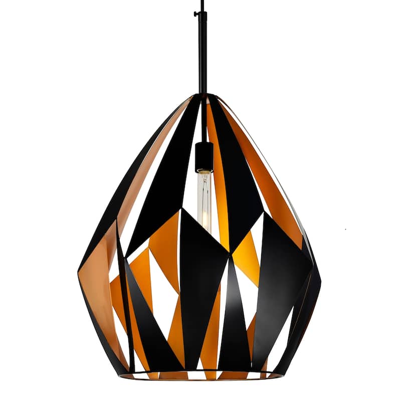 Oxide 1 Light 20in Black & Copper Down Pendant - Black/Copper