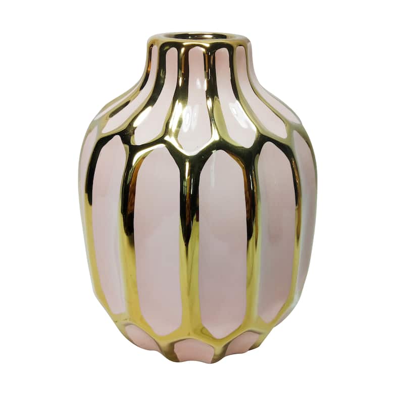 Sagebrook Home Elegant Ceramic Vase - 6" x 6" x 8" - Pink