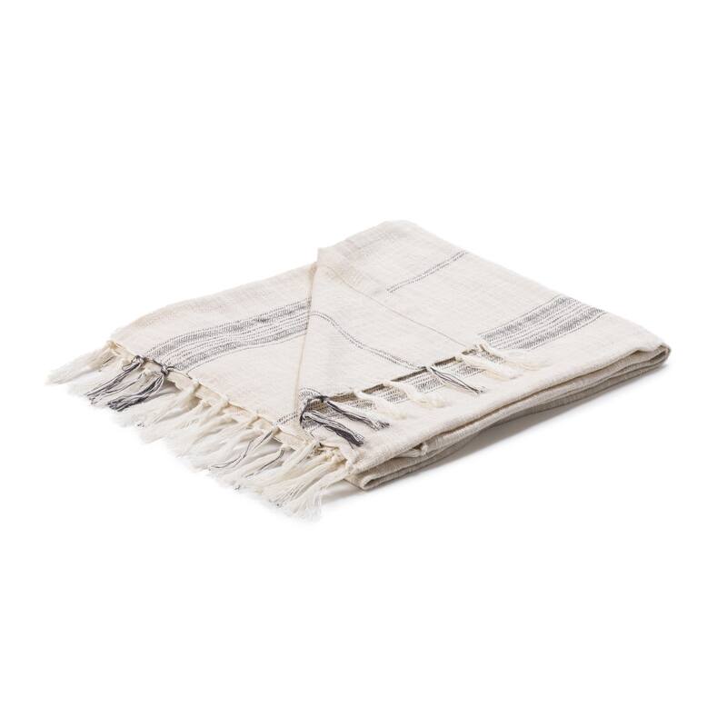 Villa by Classic Home Ria Ivory/Gray Throw Blanket 50x70