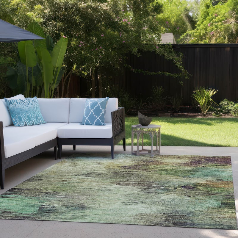Machine Washable Indoor/ Outdoor Chantille Abstract Watercolor Rug