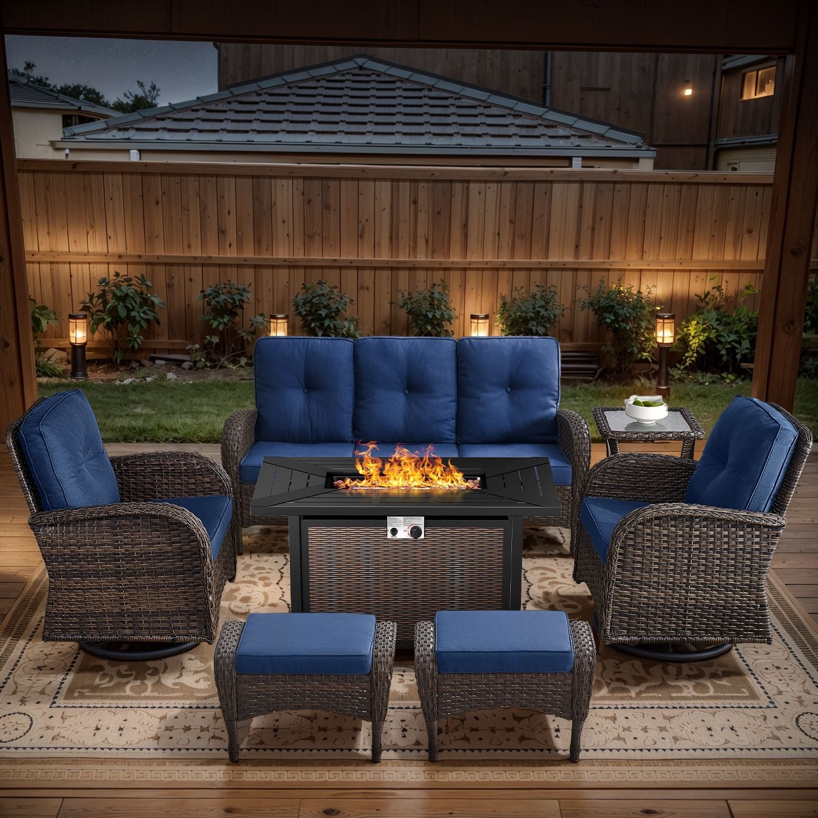 FINCATI 13 Piece Outdoor Patio Conversation Set with 43 Inch Fire