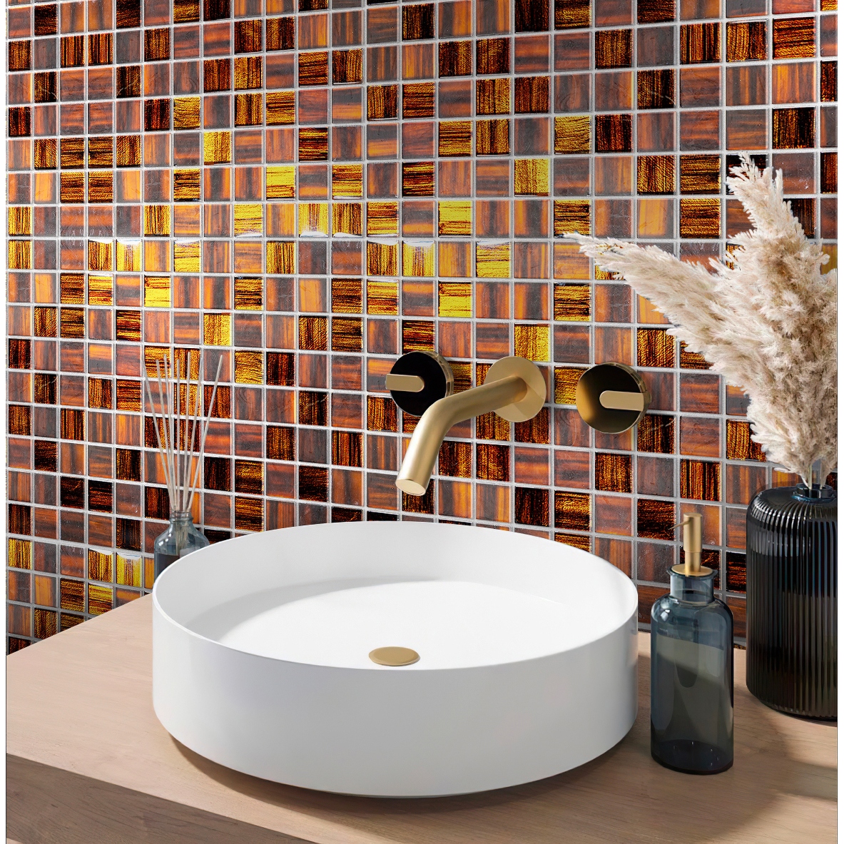 Apollo tile 11" x 11" Nirvana Glossy Matte Bronze Glass Tile (4.43 sq ft/case) - 5 Pack
