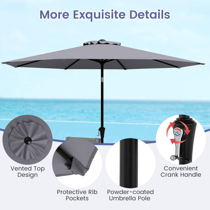 Gymax Patio Heavy Duty Market Umbrella w/ Tilt Mechanism Crank Handle