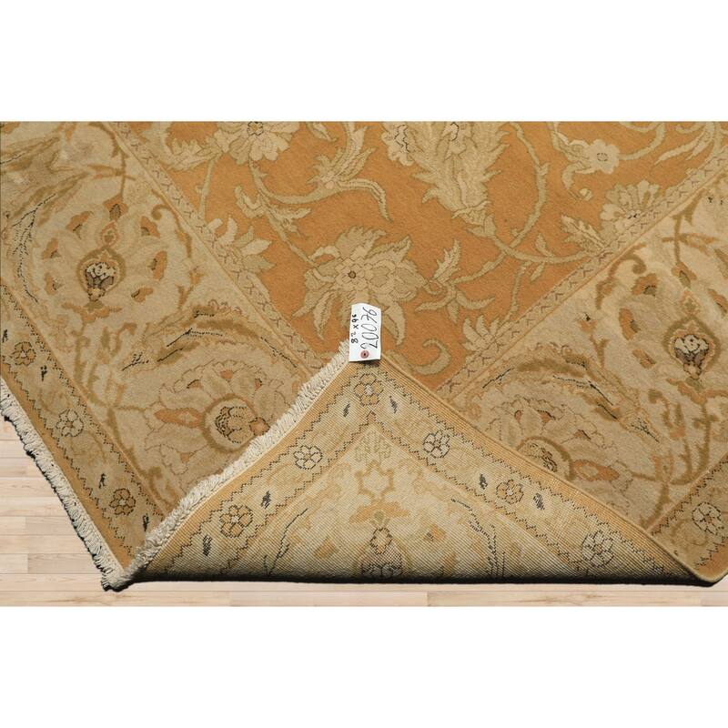 8'2''x9'6'' Hand Knotted Wool Gold Agra Traditional Rug - 8' 2'' x 9' 6''