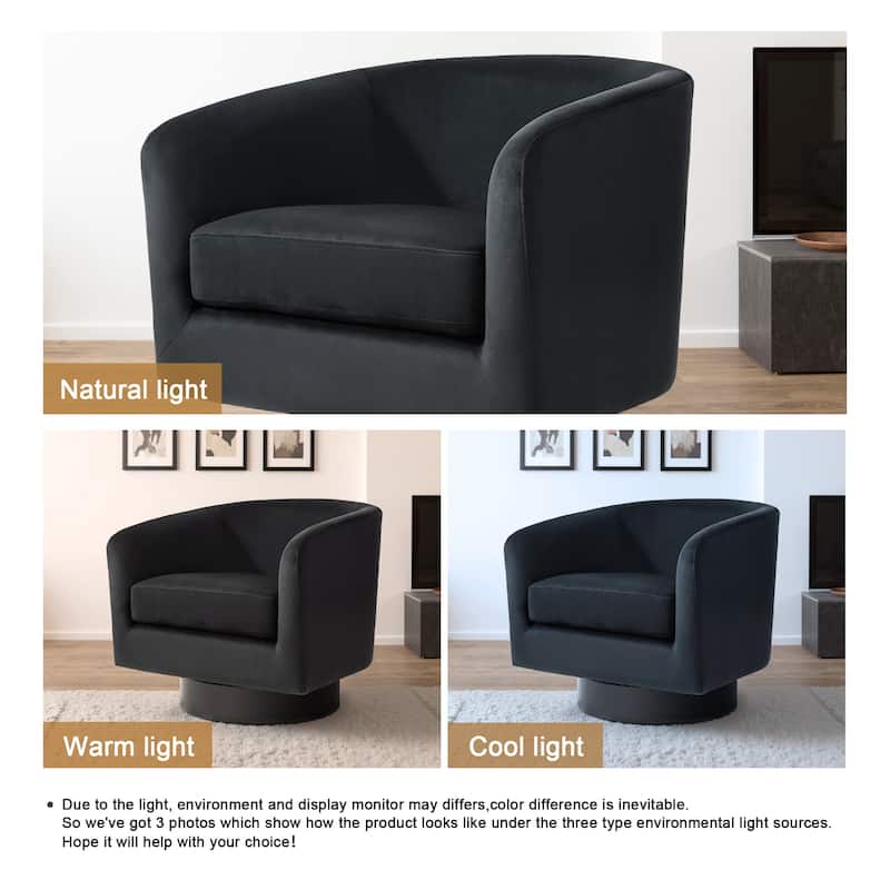 360-Degree Swivel Round Barrel Velvet Armchair Accent Chairs