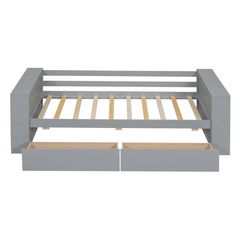 Double sofa bed with shelves and drawers