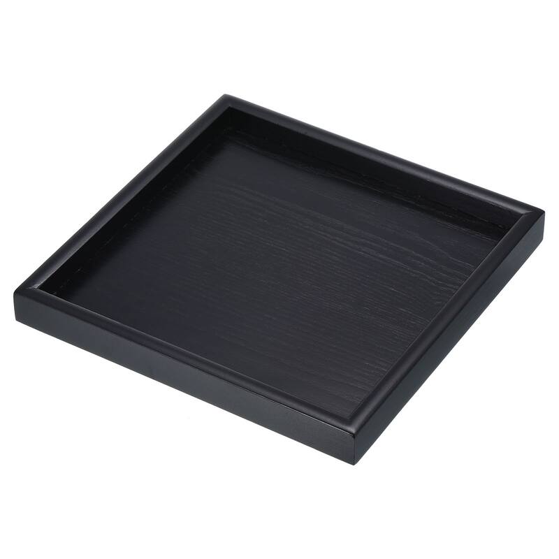 Wood Serving Tray Square Decorative Platter Home Kitchen Table, Black