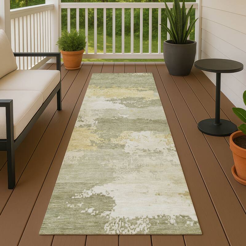 Machine Washable Indoor/ Outdoor Chantille Rug - Sage - 2'3" x 7'6"