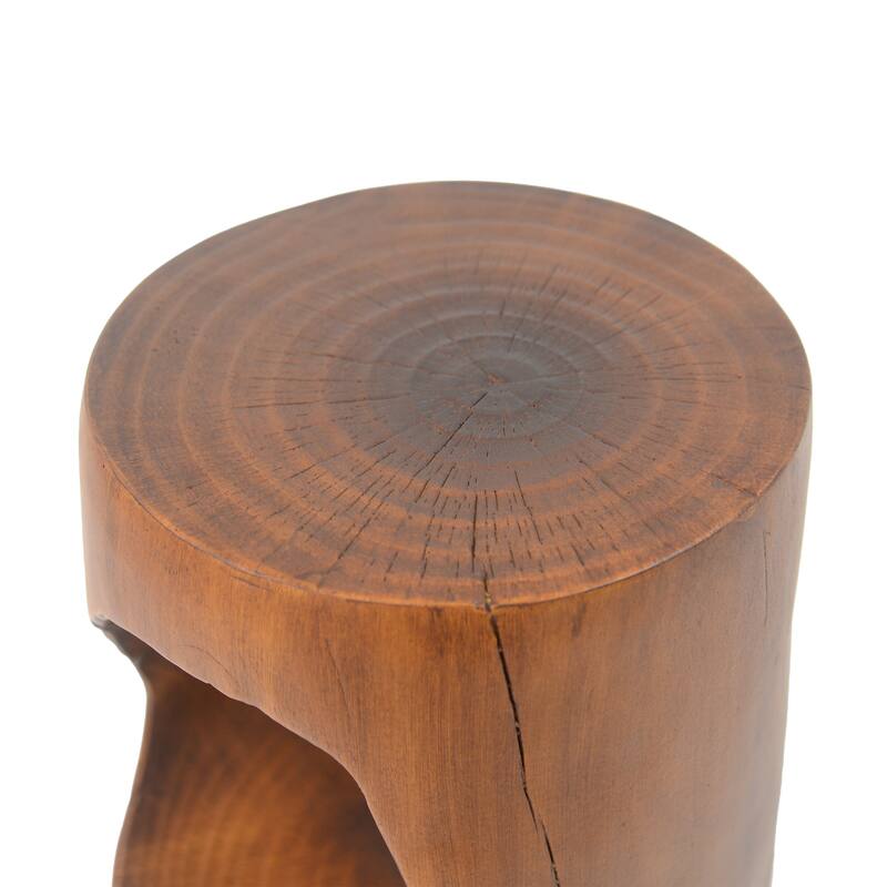 Hollow Round Table-Shape Side Table,Wood-Like Texture
