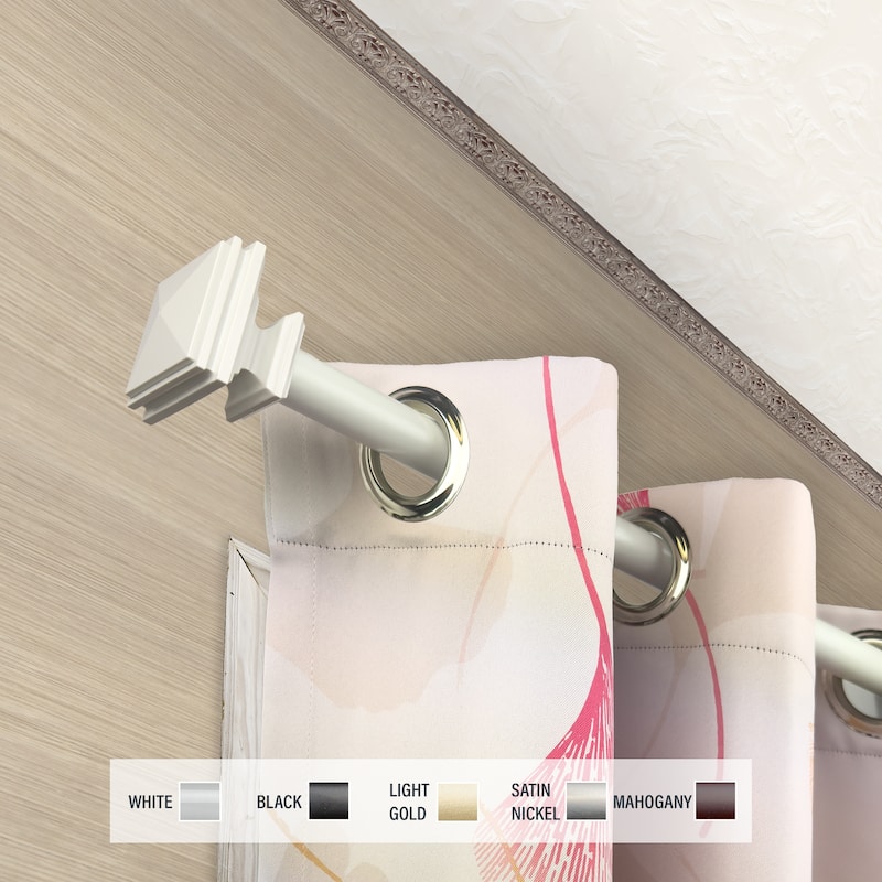 InStyleDesign Mantle 1 inch Diameter Adjustable Curtain Rod - 120 to 170 inches - White
