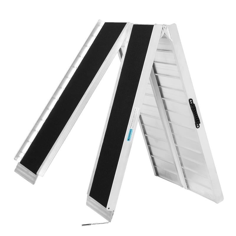 7FT Non-Skid Traction Folding Aluminum Wheelchair Ramp Scooter Mobility Handicap Ramps for Home Steps, Suitcase with Handle
