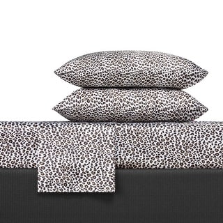 Betsey Johnson Betseys Leopard Satin Sheet Set + Pillowcase Sets