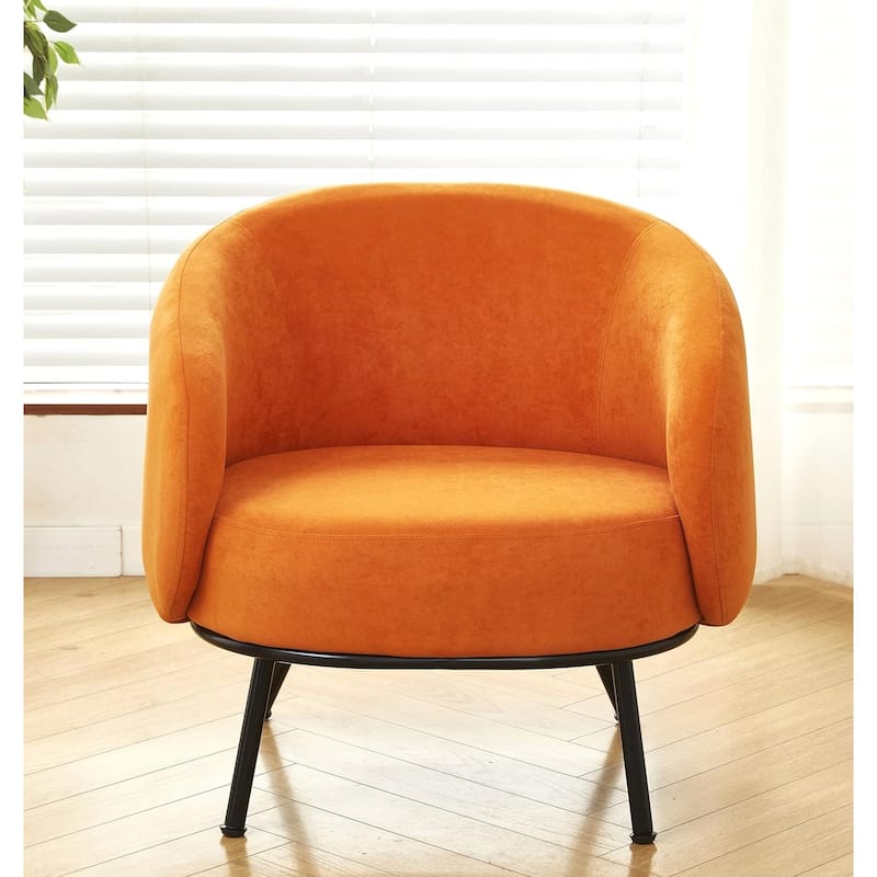 US Pride Furniture Luxury and Elegance Modern Channel Chair with Velvet Fabric Material Dense Foam and Heavy Webbing - Red Orange