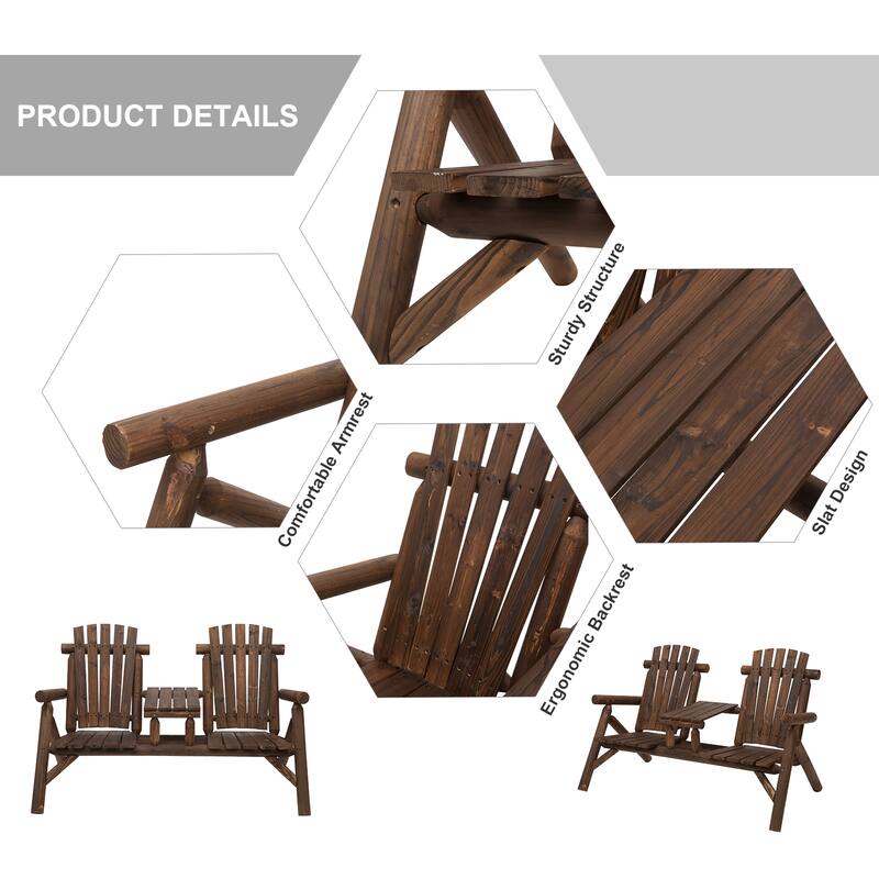 Outsunny Wood Adirondack Patio Bench Chair