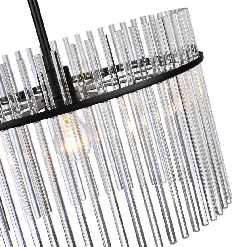 Artcraft Ava 1-Light Semi Flush Mount - Black with Clear Glass Rods Shade