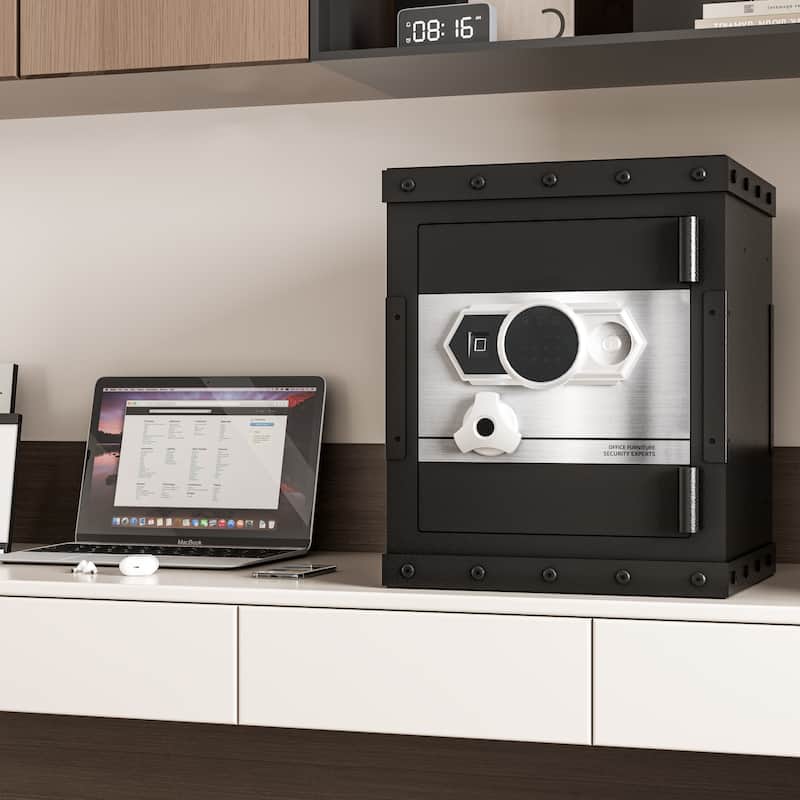 Three-lock safe, measuring 20.4 ″ × 16.5″ × 14.1 ″, suitable for home and office use, large steel digital safe equipped