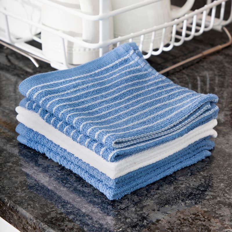 RITZ Cotton Terry Horizontal Stripe Bar Mop Dish Cloths (Set of 6)