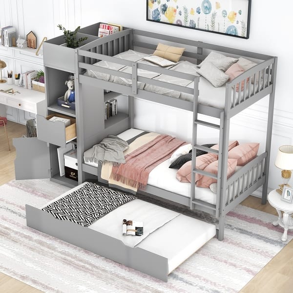 Twin Size Bunk Bed with Trundle and Attached Multifunctional Locker Bed Bath & Beyond 36872866