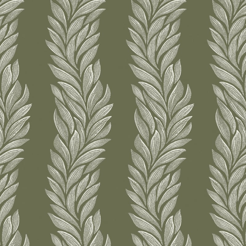 Laura Ashley Coulderton Leaves Olive Green Wallpaper