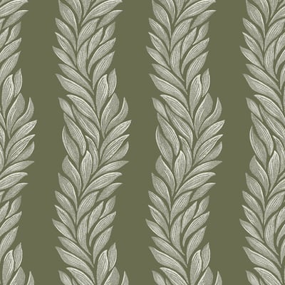 Laura Ashley Coulderton Leaves Olive Green Wallpaper