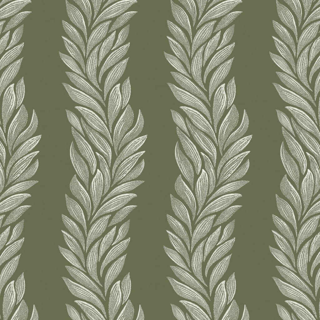 Laura Ashley Coulderton Leaves Olive Green Wallpaper