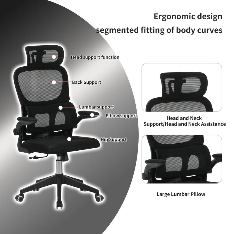 High Back Ergonomic Office Chair with Wheels, Tilt Function, 3D Headrest, Lumbar Support, Swivel Rolling Computer Chair