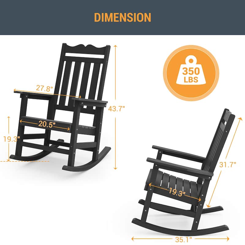 LIVOOSUN Patio Adirondack Chair Outdoor Plastic Rocking Chair