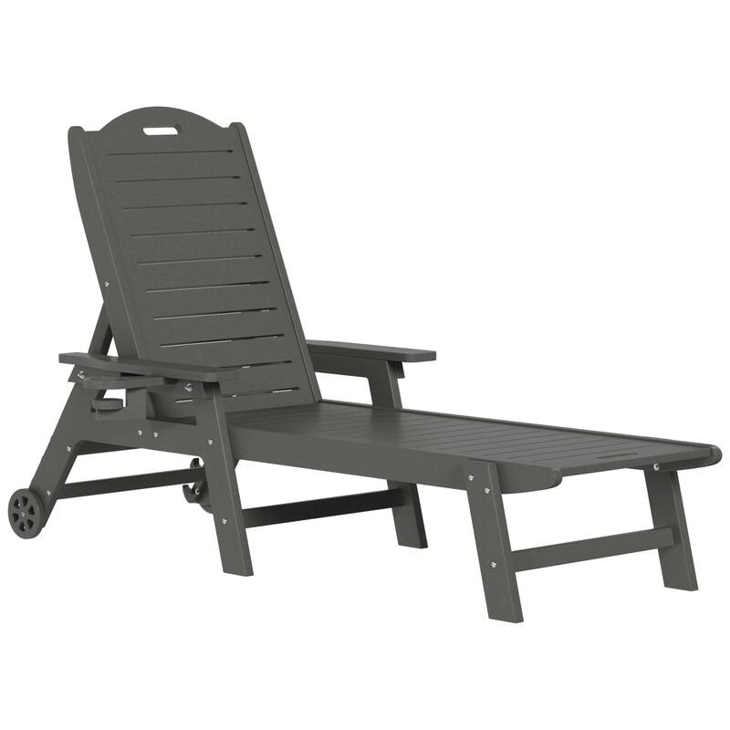 Brighton Outdoor 2-Piece Poly Reclining Chaise Set with Wheels & Cup Holder