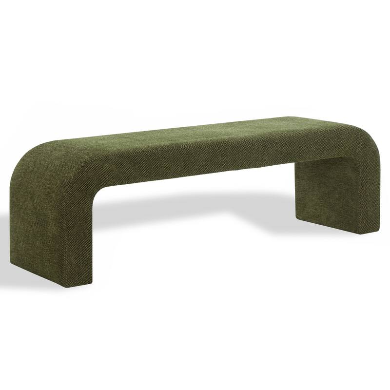 SAFAVIEH Couture Tuyet Curved Waterfall Upholstered Bench (Fully Assembled) - 62" Wx18" Dx19" H - 62"W x 18"D x 19"H