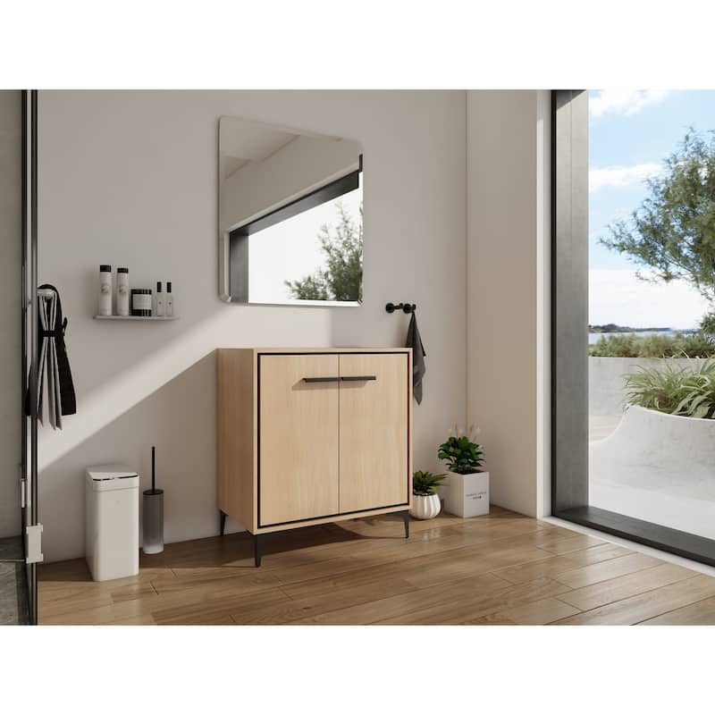 GDFStudio - Denton Modern Freestanding Bathroom Vanity Cabinet with Soft Close Doors, Metal Tripod, Sink NOT INCLUDED - 30"
